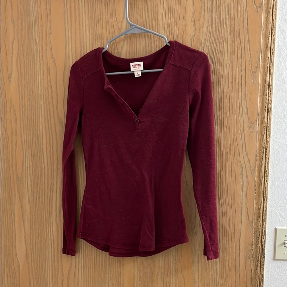 Mossimo Supply Co Red Fitted Buttoned Blouse